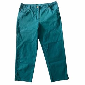 Hearts of Palm Essentials Womens Cropped Pant Size 6 Teal Clam-Digger Casual